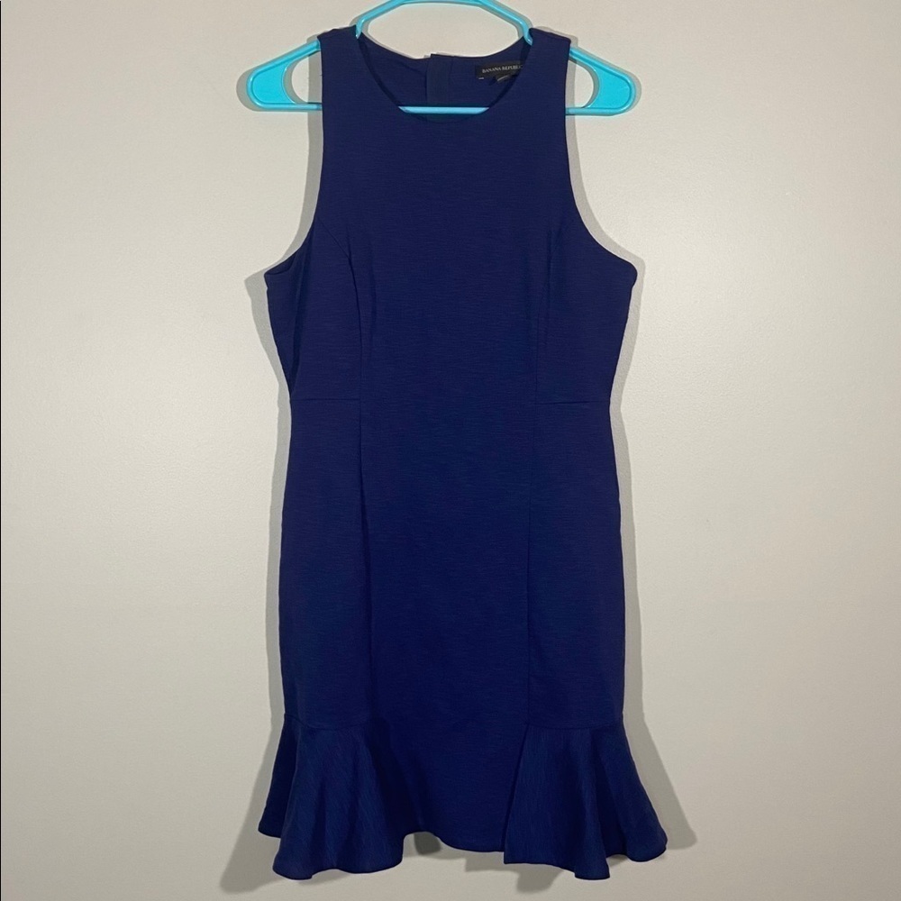 Banana Republic Sleeveless Ponte Ruffle Hem Dress